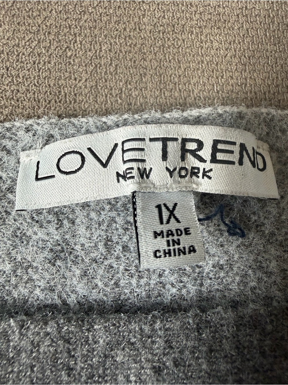 LoveTrend New York 1X Floral Sweater Gray White Oversized Abstract Knit Pullover - Picture 3 of 7